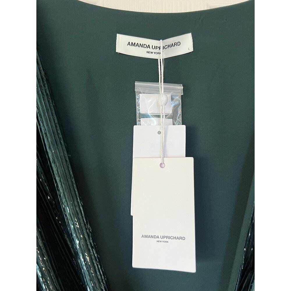 Amanda Uprichard Roma Dress large Green Ansella Burnout Metallic Sparkle NWT - Picture 5 of 9